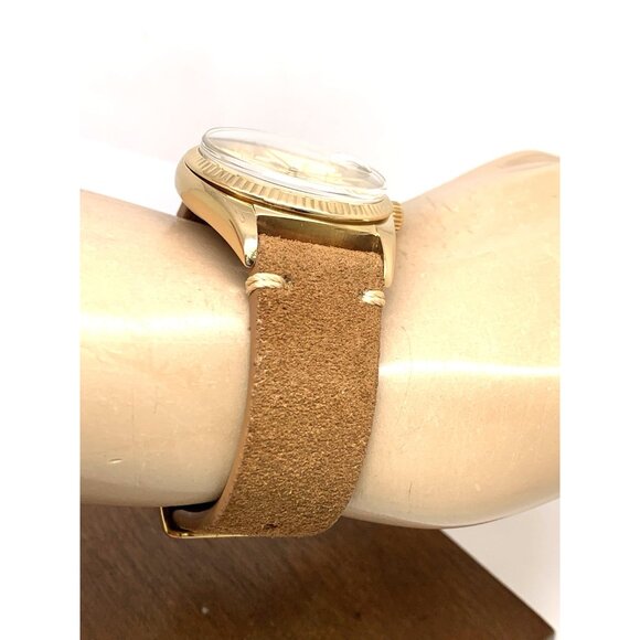 Rolex Men's Watch 1803 Day Date Vintage Swiss Automatic 18k Gold Leather 36mm - Picture 12 of 14